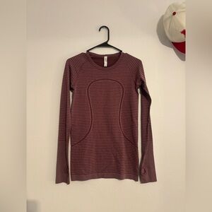 lululemon athletica Maroon Striped Long Sleeve Top